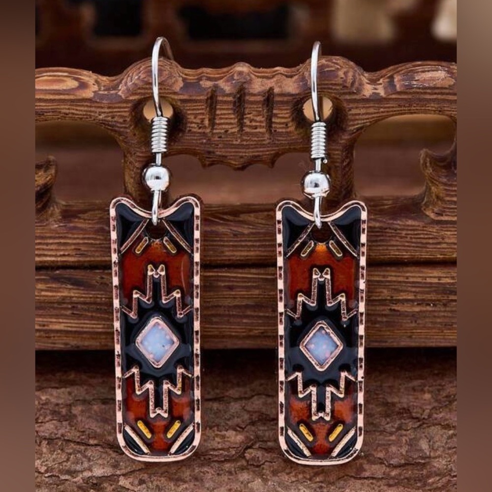 NWOT Bohemian Black and Brown Dangle Earrings